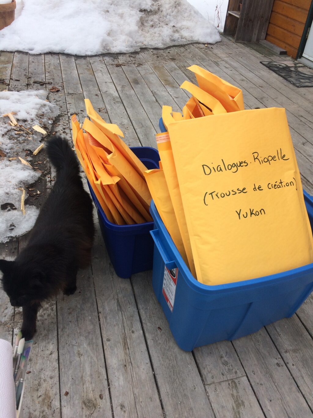 Project envelopes ready to be mailed