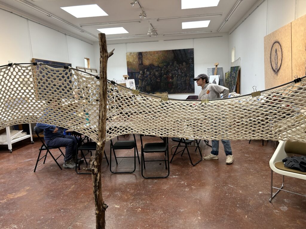 Preparatory work in artist Harry Kiyooka's studio, photo credit Sabine Lecorre-Moore