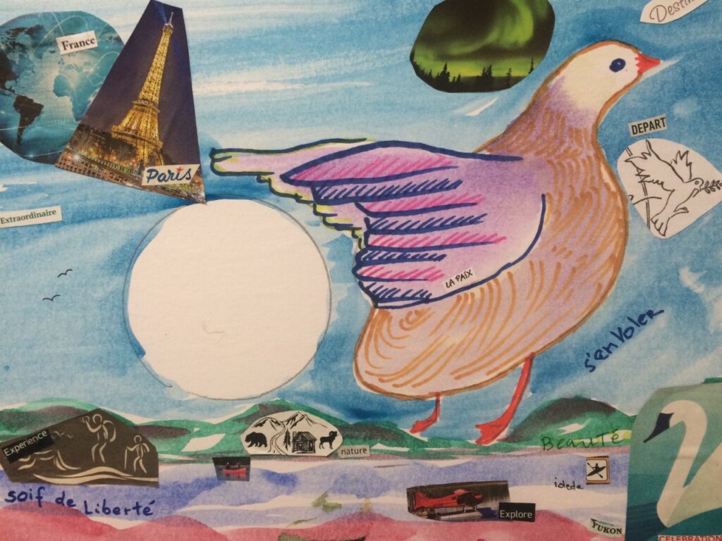 Artwork : migratory narrative of Franco-Yukon, photo credit Marie-Hélène Comeau