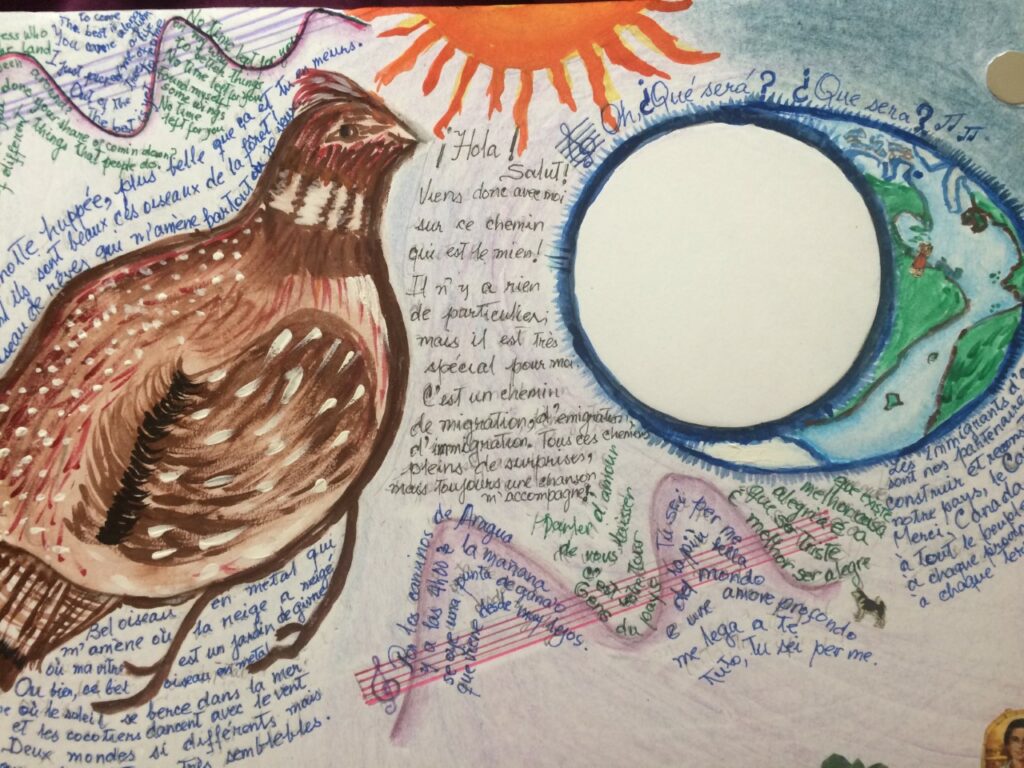 Artwork : migratory narrative of Franco-Yukon, photo credit Marie-Hélène Comeau