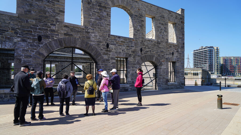 May 14th walk with Michel Prévost in front of one of the two pre-1900 stone buildings on Île Chaudière.