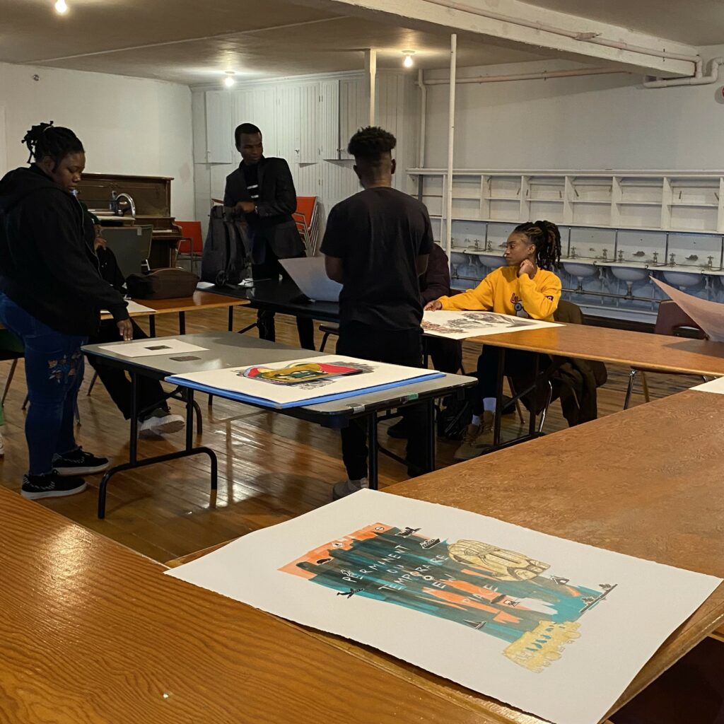 Workshop with artist Rotchild Choisy at Académie Ste-Famille on June 6.